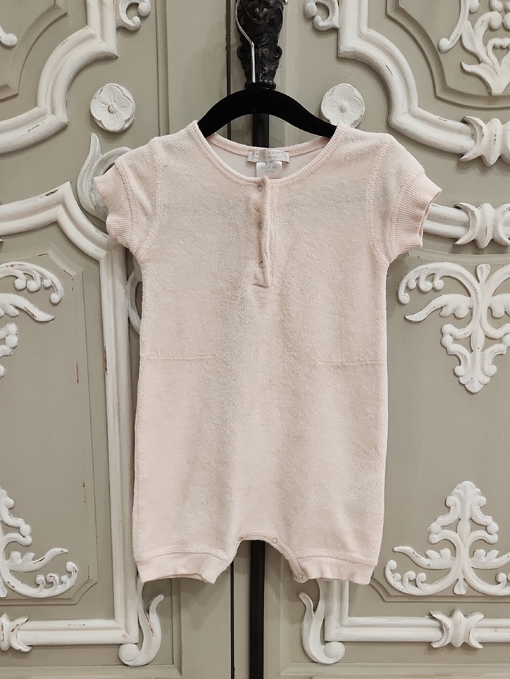 Zara Home Kids Baby Short-Sleeve Terry Romper in Pale Pink Size 6 - 12 Months